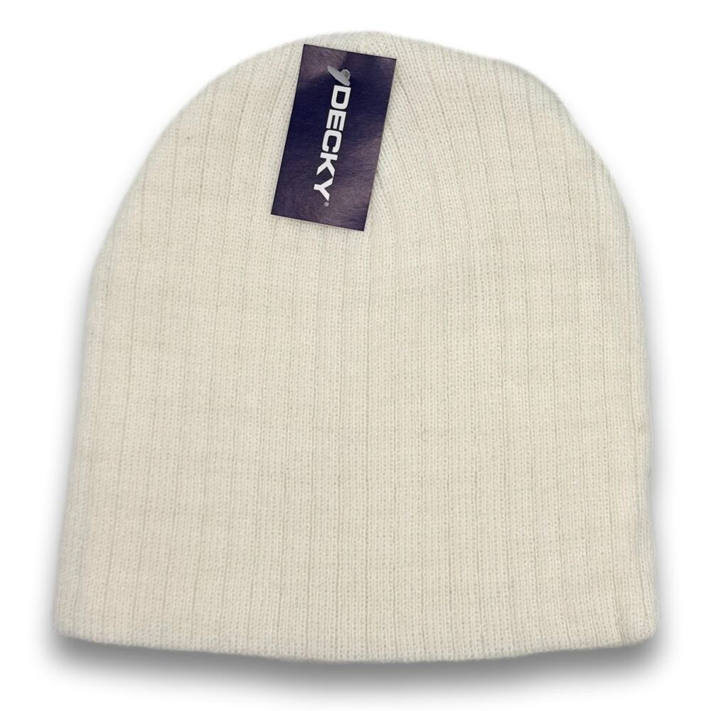 Decky Short Knit Cable Beanie Acrylic Winter Hat Snowboard Ski Cap Up To 7 3/8